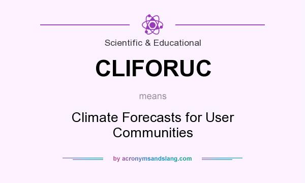 What does CLIFORUC mean? It stands for Climate Forecasts for User Communities