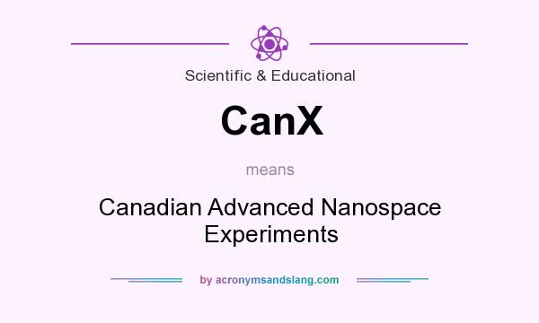What does CanX mean? It stands for Canadian Advanced Nanospace Experiments