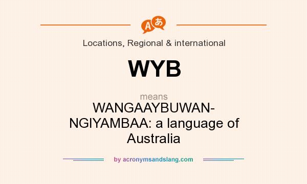 What does WYB mean? It stands for WANGAAYBUWAN- NGIYAMBAA: a language of Australia