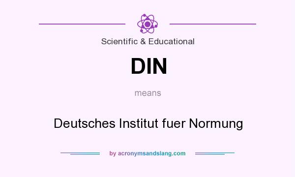 What does DIN mean? It stands for Deutsches Institut fuer Normung