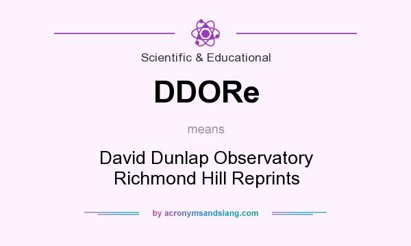 What does DDORe mean? It stands for David Dunlap Observatory Richmond Hill Reprints