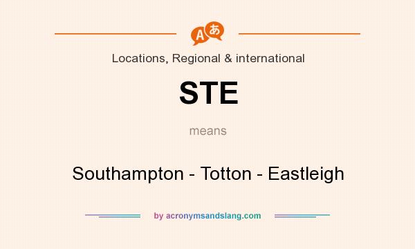 What does STE mean? It stands for Southampton - Totton - Eastleigh