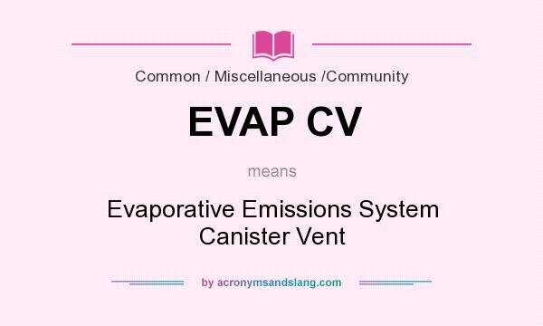What does EVAP CV mean? It stands for Evaporative Emissions System Canister Vent