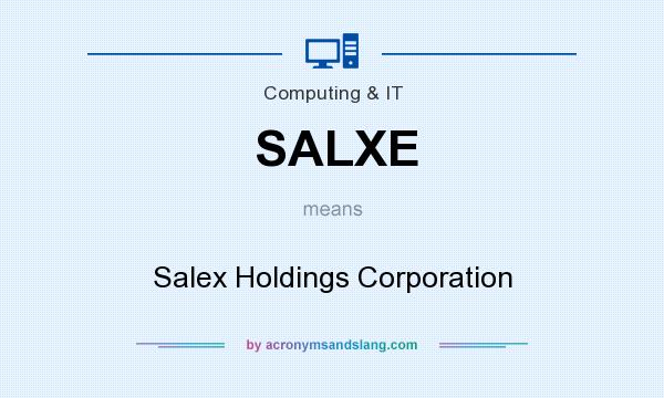 What does SALXE mean? It stands for Salex Holdings Corporation