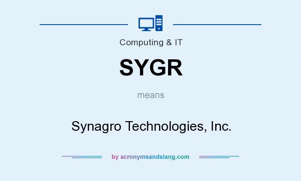 What does SYGR mean? It stands for Synagro Technologies, Inc.