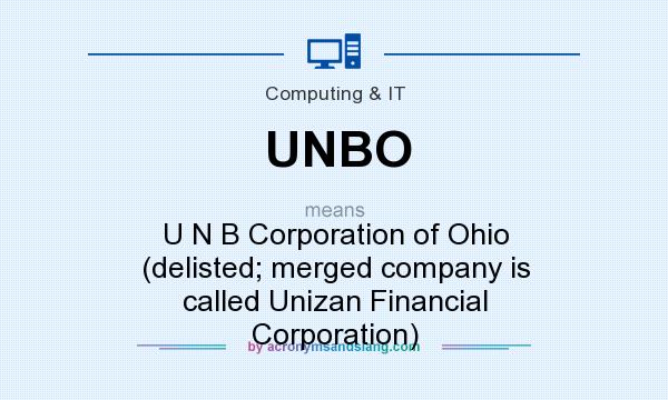 What does UNBO mean? It stands for U N B Corporation of Ohio (delisted; merged company is called Unizan Financial Corporation)