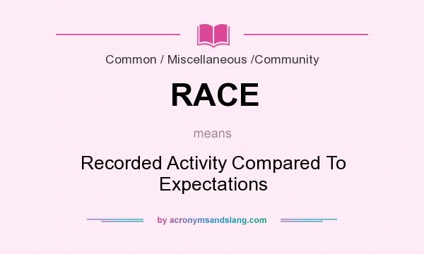 What does RACE mean? It stands for Recorded Activity Compared To Expectations