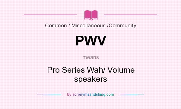 What does PWV mean? It stands for Pro Series Wah/ Volume speakers