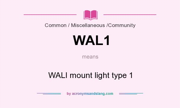 What does WAL1 mean? It stands for WALI mount light type 1