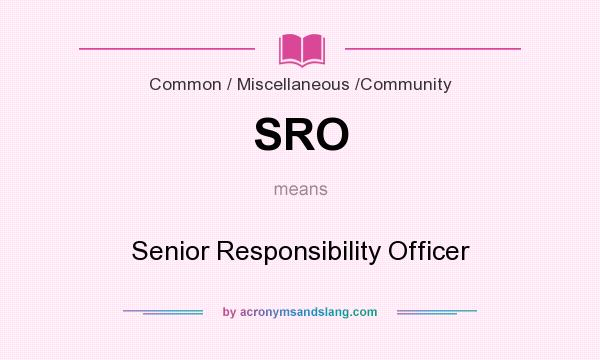 What does SRO mean? It stands for Senior Responsibility Officer