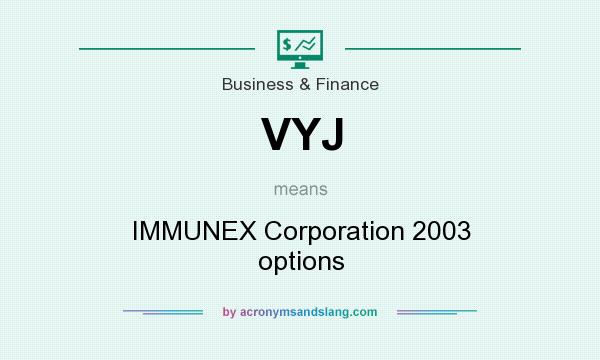 What does VYJ mean? It stands for IMMUNEX Corporation 2003 options
