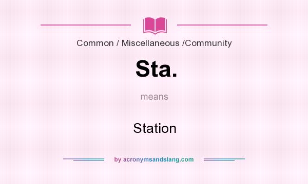 What does Sta. mean? It stands for Station