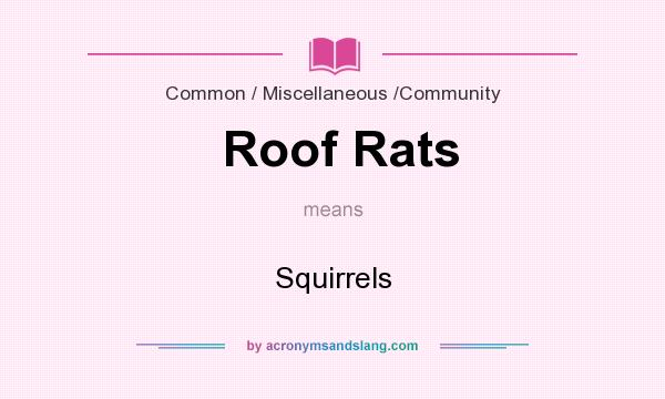 What does Roof Rats mean? It stands for Squirrels