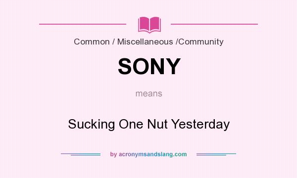What does SONY mean? It stands for Sucking One Nut Yesterday