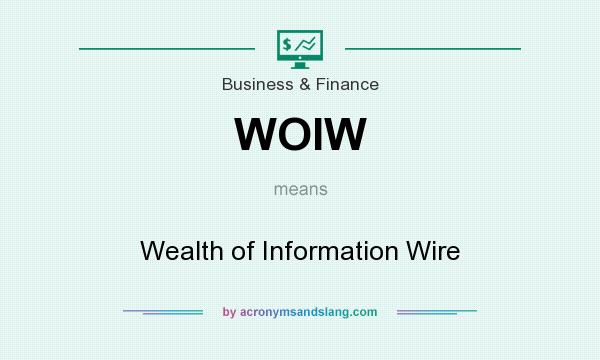 What does WOIW mean? It stands for Wealth of Information Wire