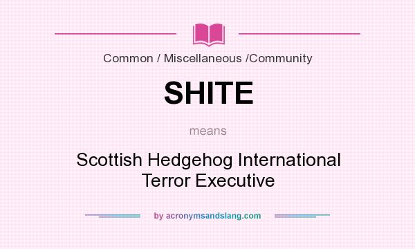 What does SHITE mean? It stands for Scottish Hedgehog International Terror Executive