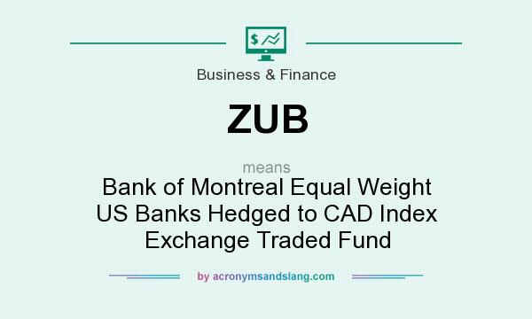 What does ZUB mean? It stands for Bank of Montreal Equal Weight US Banks Hedged to CAD Index Exchange Traded Fund
