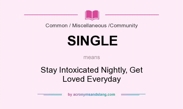 What does SINGLE mean? It stands for Stay Intoxicated Nightly, Get Loved Everyday