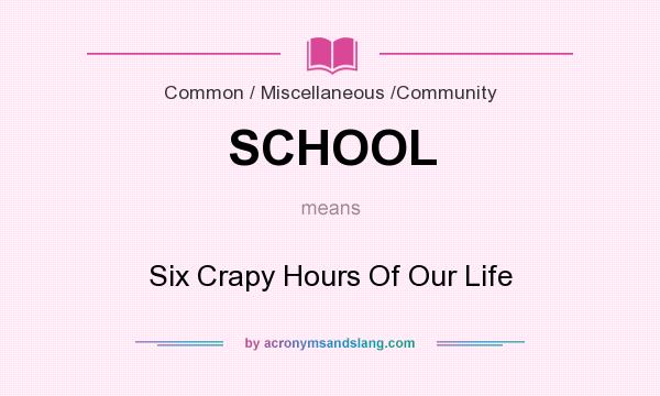 What does SCHOOL mean? It stands for Six Crapy Hours Of Our Life