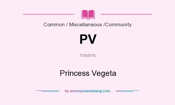 What does PV mean? It stands for Princess Vegeta