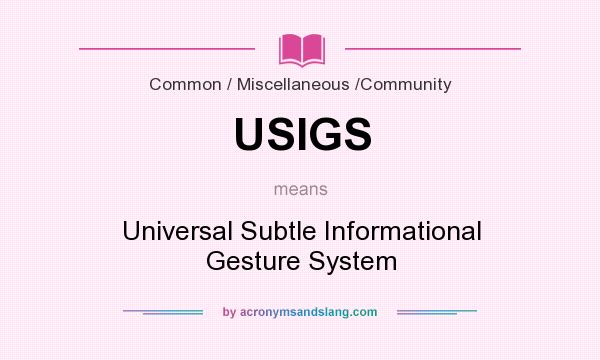 What does USIGS mean? It stands for Universal Subtle Informational Gesture System