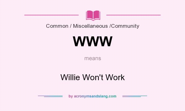 What does WWW mean? It stands for Willie Won`t Work