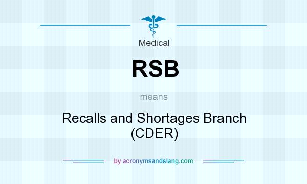What does RSB mean? It stands for Recalls and Shortages Branch (CDER)