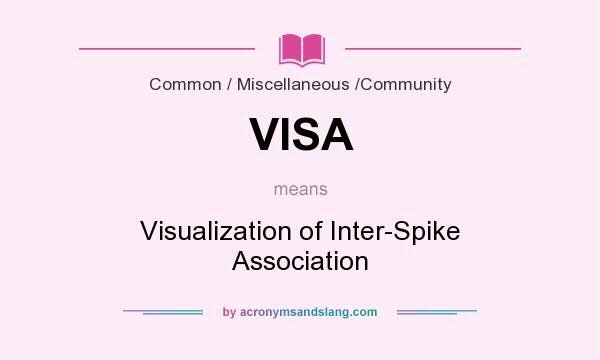 What does VISA mean? It stands for Visualization of Inter-Spike Association
