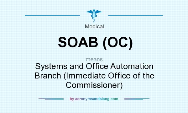 What does SOAB (OC) mean? It stands for Systems and Office Automation Branch (Immediate Office of the Commissioner)