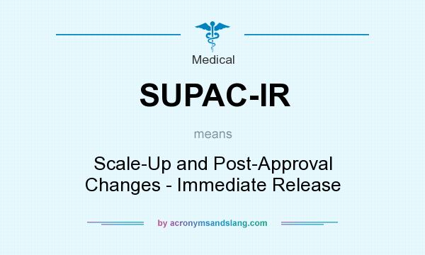 What does SUPAC-IR mean? It stands for Scale-Up and Post-Approval Changes - Immediate Release