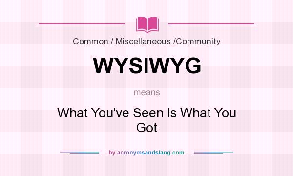 What does WYSIWYG mean? It stands for What You`ve Seen Is What You Got