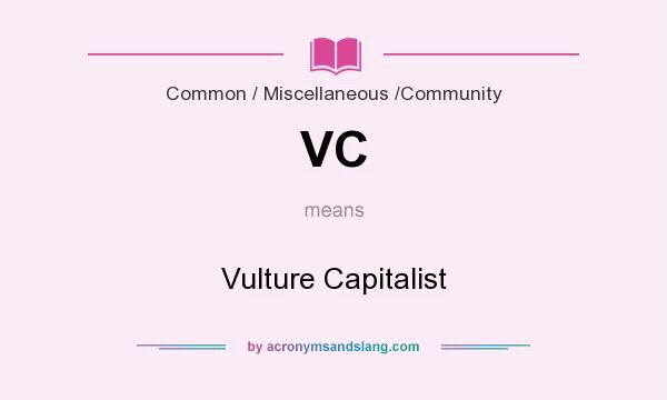 What does VC mean? It stands for Vulture Capitalist