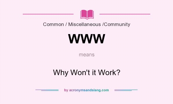 What does WWW mean? It stands for Why Won`t it Work?