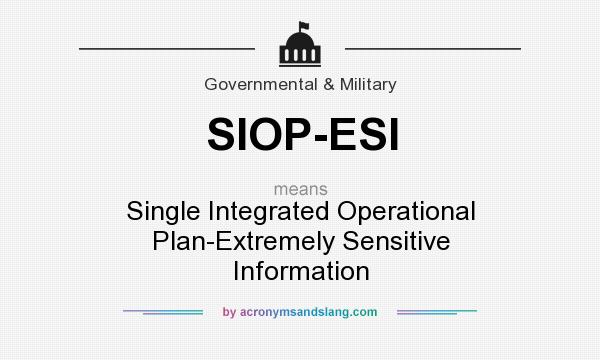 What does SIOP-ESI mean? It stands for Single Integrated Operational Plan-Extremely Sensitive Information