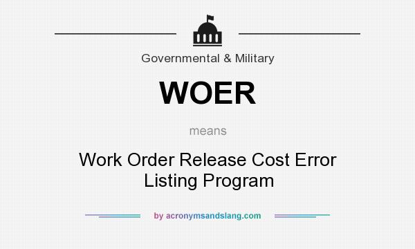 What does WOER mean? It stands for Work Order Release Cost Error Listing Program