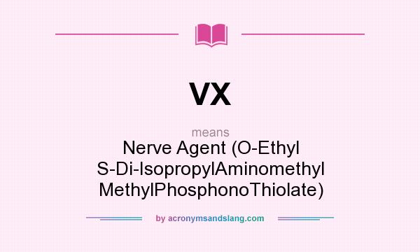 What does VX mean? It stands for Nerve Agent (O-Ethyl S-Di-IsopropylAminomethyl MethylPhosphonoThiolate)