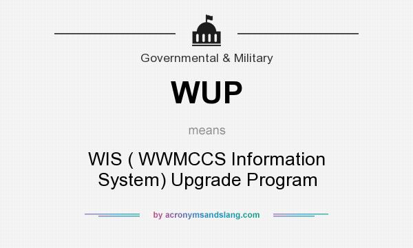 What does WUP mean? It stands for WIS ( WWMCCS Information System) Upgrade Program