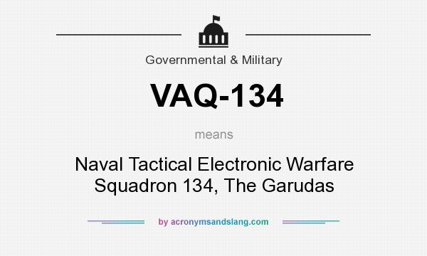 What does VAQ-134 mean? It stands for Naval Tactical Electronic Warfare Squadron 134, The Garudas