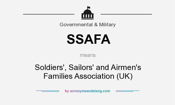 What does SSAFA mean? It stands for Soldiers`, Sailors` and Airmen`s Families Association (UK)