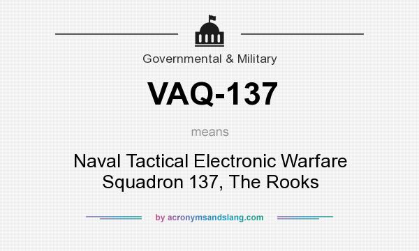 What does VAQ-137 mean? It stands for Naval Tactical Electronic Warfare Squadron 137, The Rooks