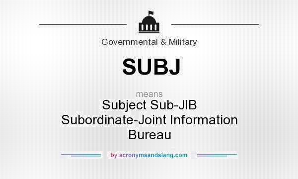 What does SUBJ mean? It stands for Subject Sub-JIB Subordinate-Joint Information Bureau