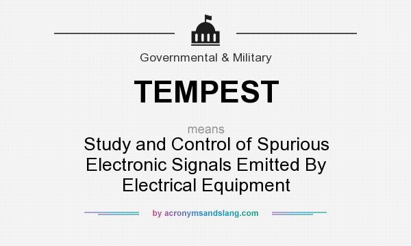 What does TEMPEST mean? It stands for Study and Control of Spurious Electronic Signals Emitted By Electrical Equipment
