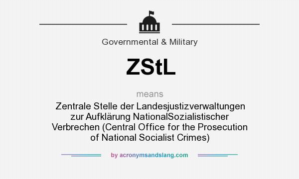 What does ZStL mean? It stands for Zentrale Stelle der Landesjustizverwaltungen zur Aufklärung NationalSozialistischer Verbrechen (Central Office for the Prosecution of National Socialist Crimes)
