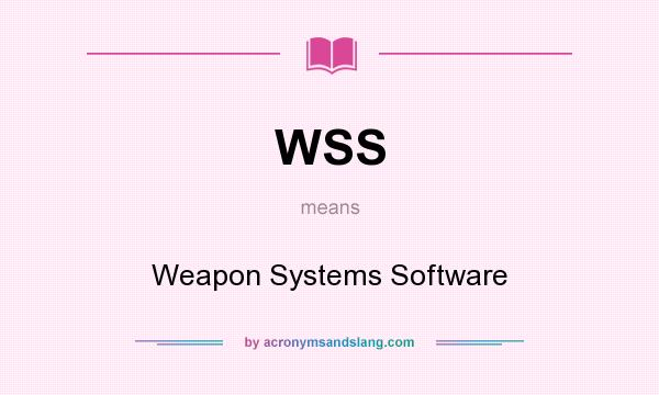 What does WSS mean? It stands for Weapon Systems Software