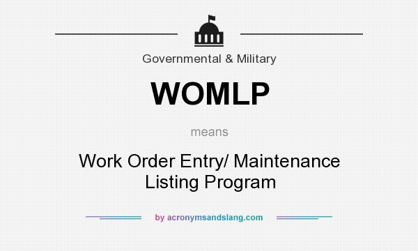 What does WOMLP mean? It stands for Work Order Entry/ Maintenance Listing Program