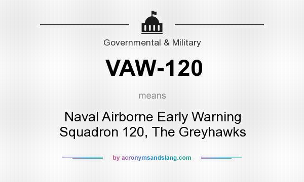 What does VAW-120 mean? It stands for Naval Airborne Early Warning Squadron 120, The Greyhawks
