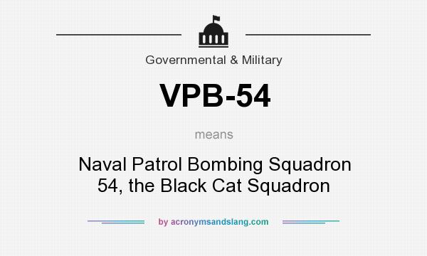 What does VPB-54 mean? It stands for Naval Patrol Bombing Squadron 54, the Black Cat Squadron