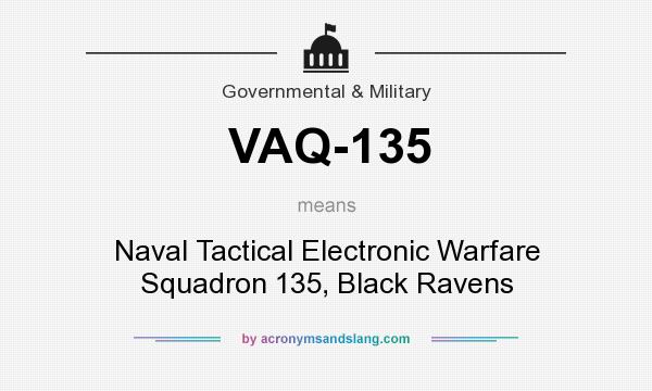 What does VAQ-135 mean? It stands for Naval Tactical Electronic Warfare Squadron 135, Black Ravens