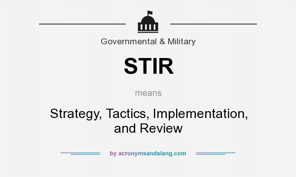 What does STIR mean? It stands for Strategy, Tactics, Implementation, and Review