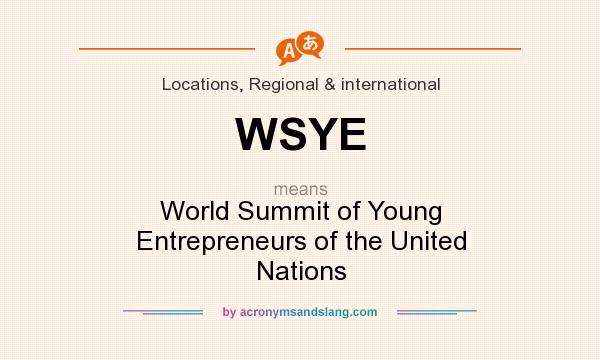 What does WSYE mean? It stands for World Summit of Young Entrepreneurs of the United Nations